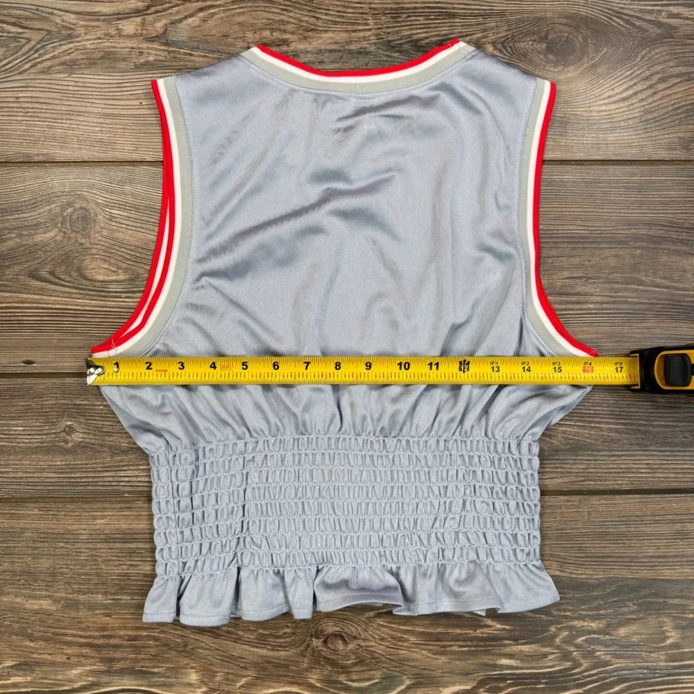 Free People FP Movement Women Size SMALL Prime Time Tank Top Blue Grey Smocked - Picture 6 of 9
